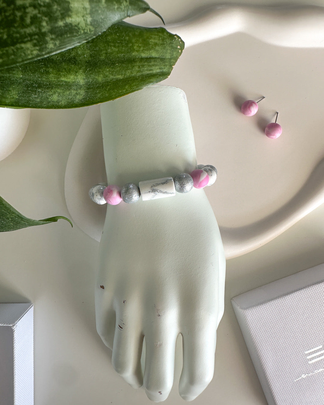 Bracelet, earrings | BULB LIMITED | pink, silver