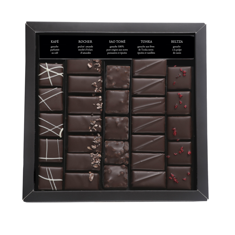 Extra Dark Chocolate Box and Its Joyeuses Pâques Dark Square