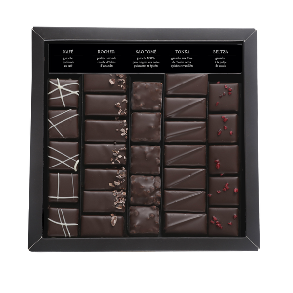 Extra Dark Chocolate Box and Its Joyeuses Pâques Dark Square
