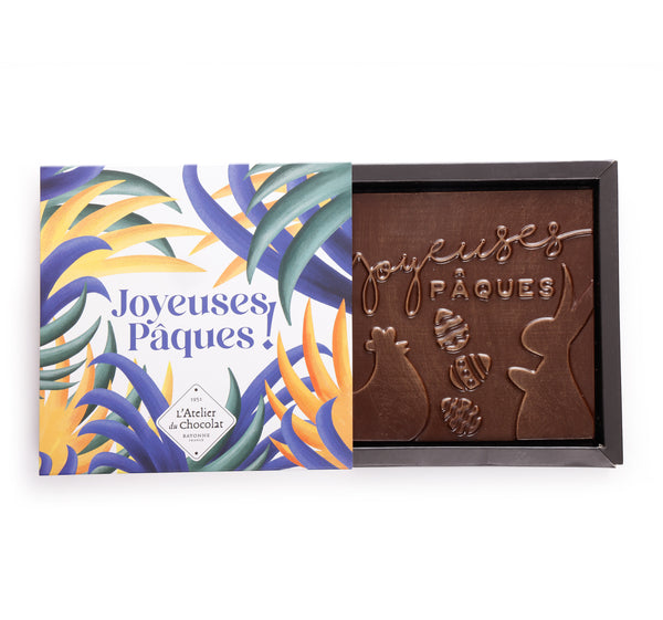 Extra Dark Chocolate Box and Its Joyeuses Pâques Dark Square