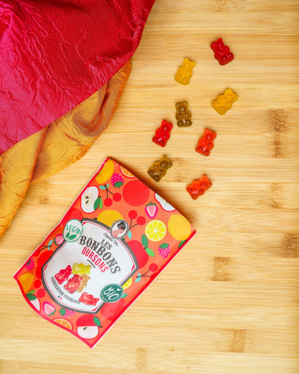Bonbons oursons, bios, arômes naturels de fruits