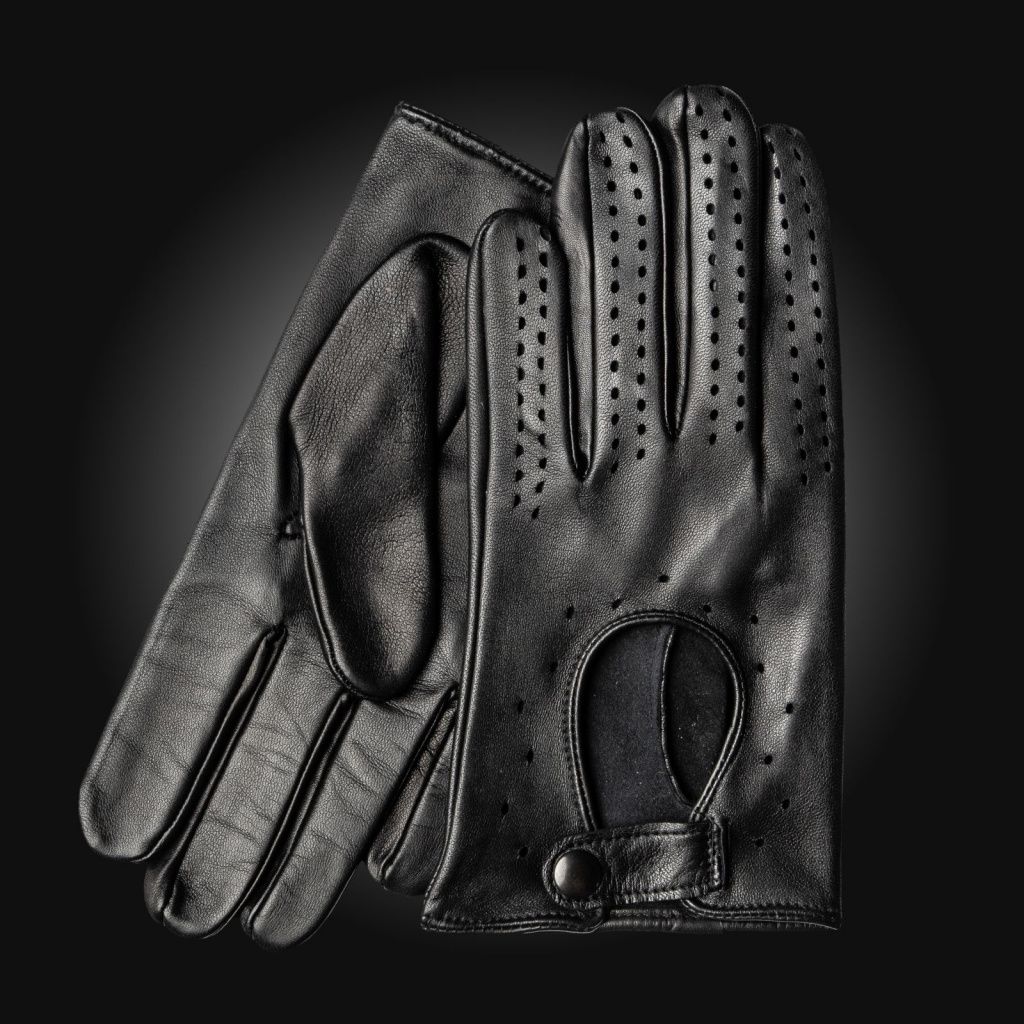 Men's Leather Driving Gloves Without Knuckle Holes Made of Lambskin