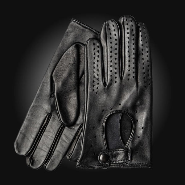 Men's Leather Driving Gloves Without Knuckle Holes Made of Lambskin