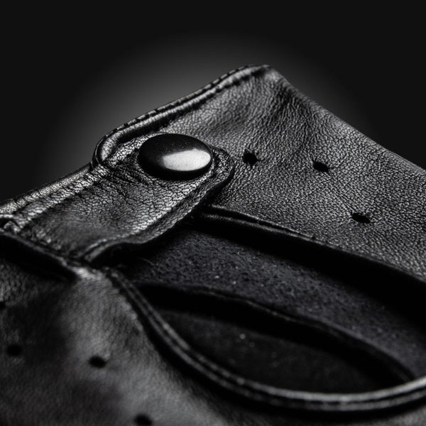 Men's Leather Driving Gloves Without Knuckle Holes Made of Lambskin