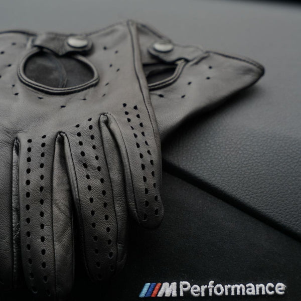 Men's Leather Driving Gloves Without Knuckle Holes Made of Lambskin
