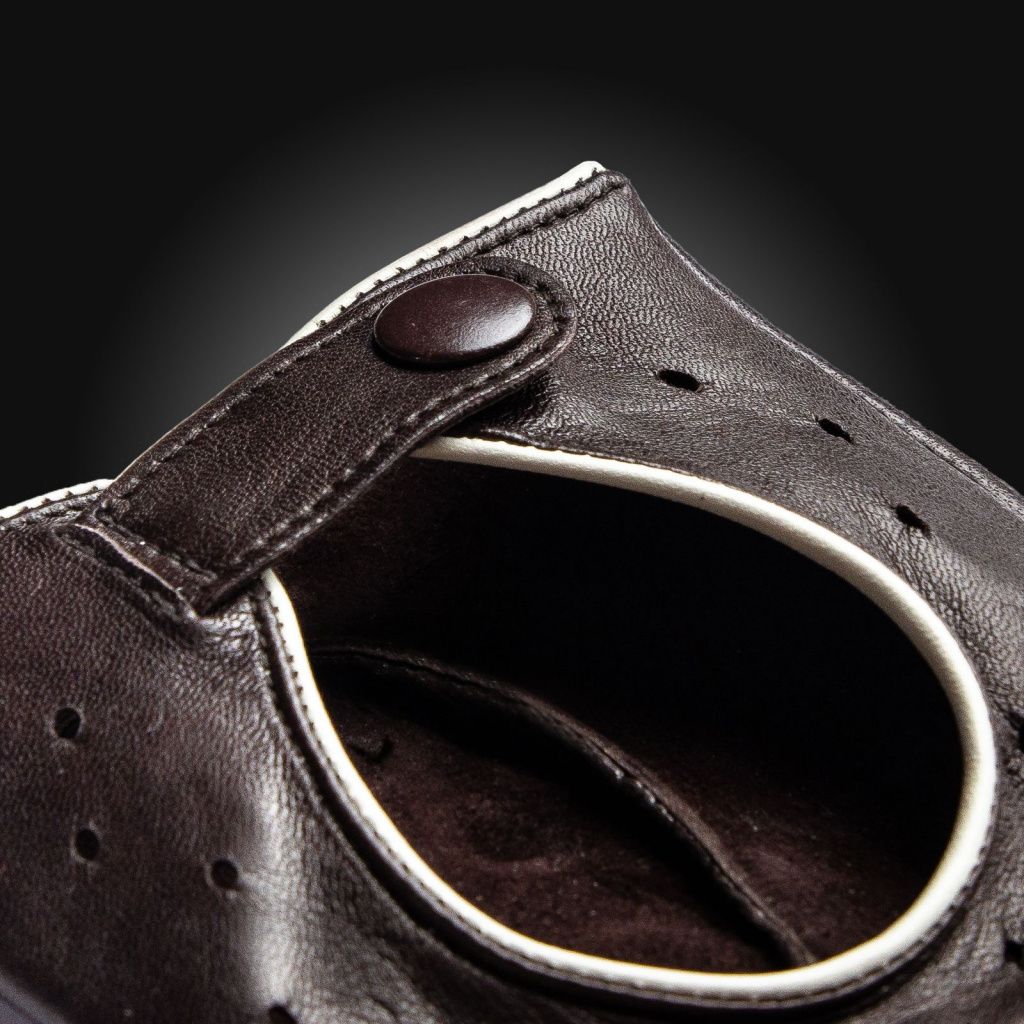 Men's Leather Driving Gloves Without Knuckle Holes Made of Lambskin