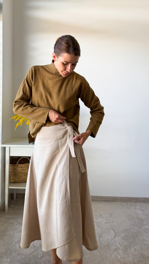 Linen Skirt Tira Sand Size: S-M