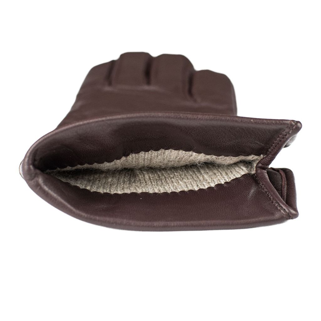 Brown women's gloves with a foldable cuff