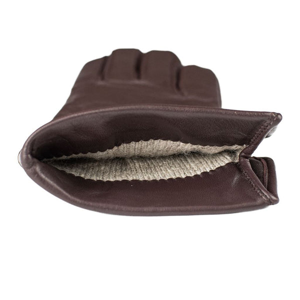 Brown women's gloves with a foldable cuff