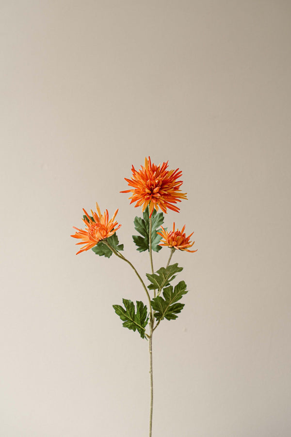 Indore Silva - Chrysanthemum - Orange - artificial branch - silk