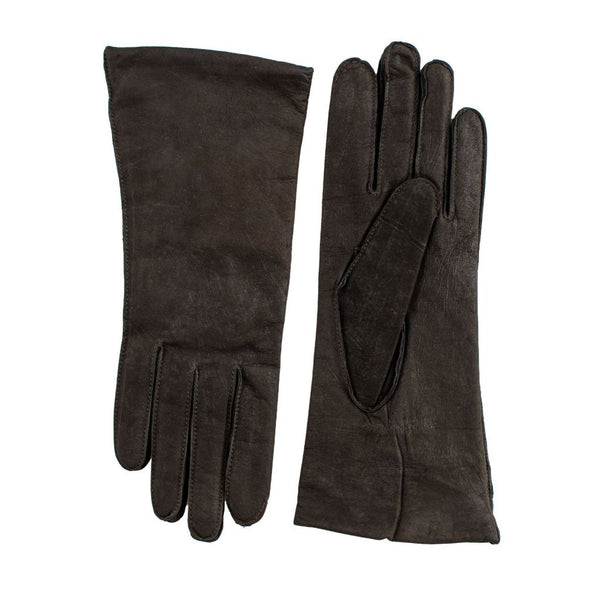 Women's gloves made of lightly brushed leather with a longer wrist