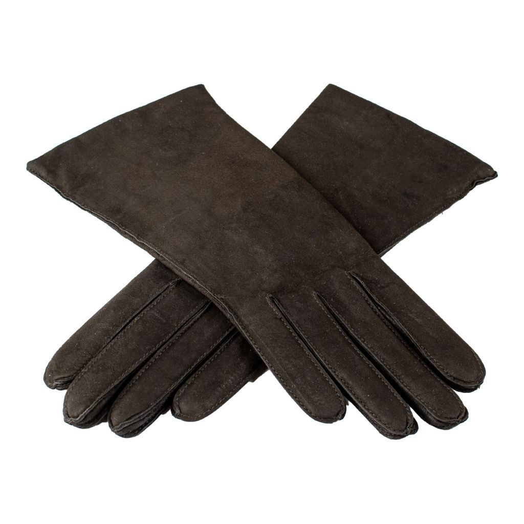 Women's gloves made of lightly brushed leather with a longer wrist