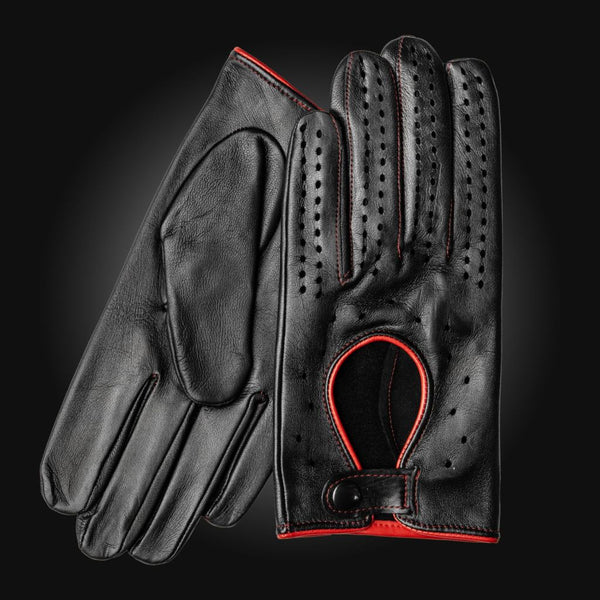 Men's Leather Driving Gloves Without Knuckle Holes Made of Lambskin