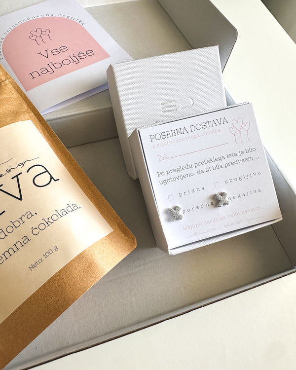 Pacchetto di Consegna Speciale per Compleanno | Caffè + Orecchini XX