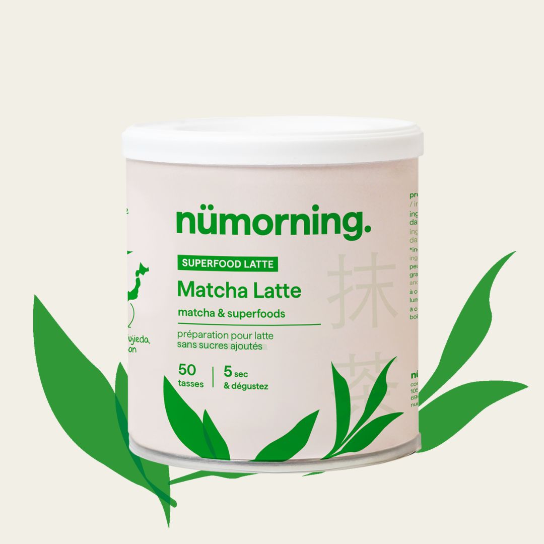Pot de 125g de mélange pour matcha latte bio de la marque nümorning