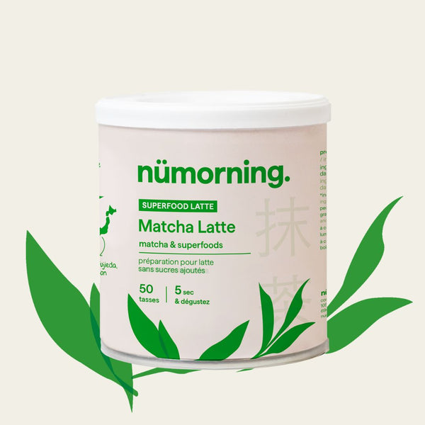 Pot de 125g de mélange pour matcha latte bio de la marque nümorning