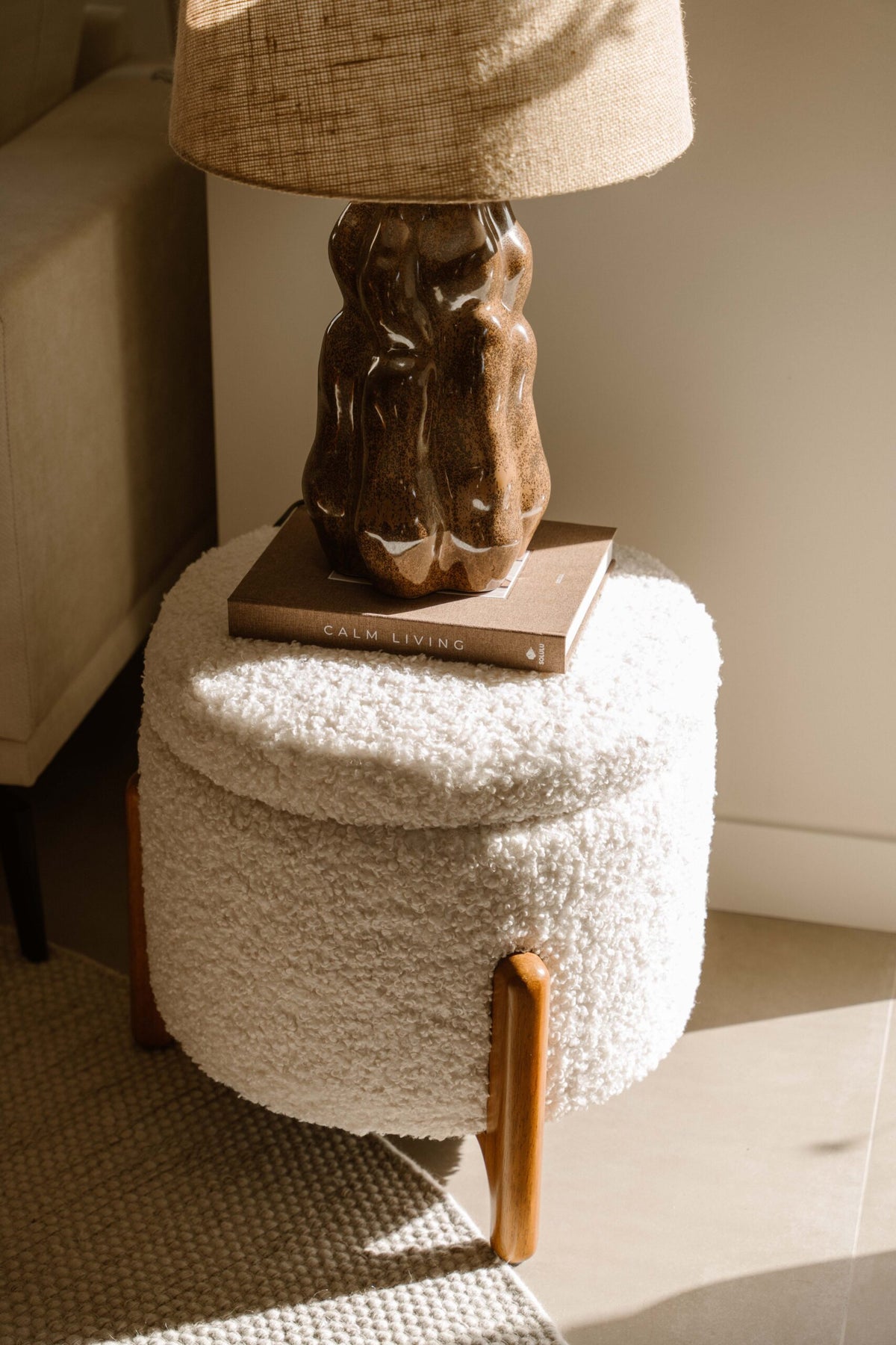 Indore Home - Tess - Pouf - Ottoman - Beige