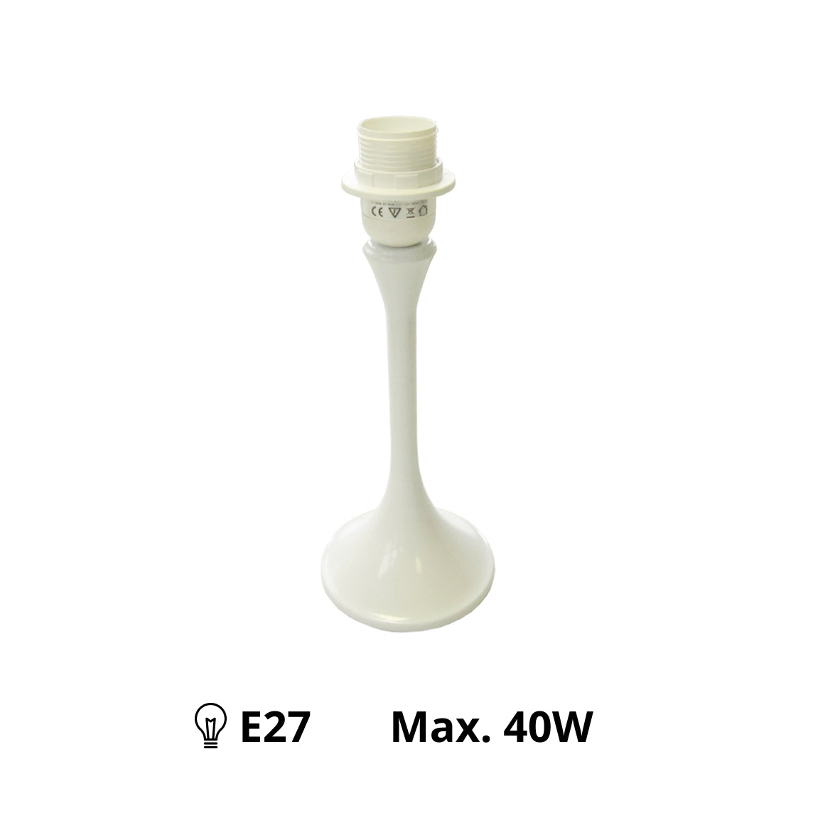 Various Metal Lamp Base White – Modern Elegance at 29 cm Height with E27 Socket