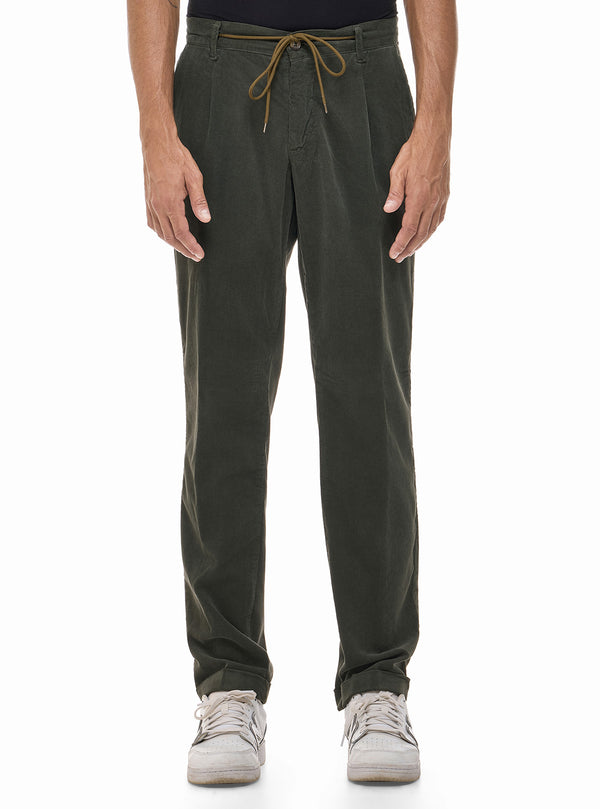 PANTS WITH LACES IN FINE CORDUROY FABRIC