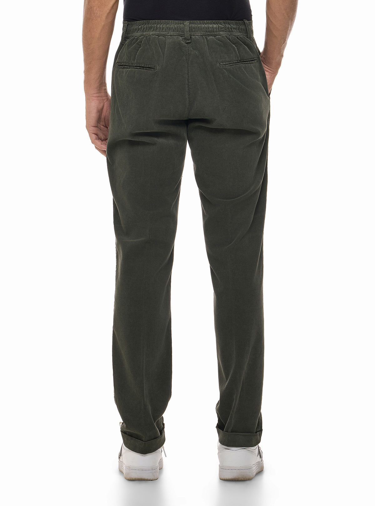 PANTS WITH LACES IN FINE CORDUROY FABRIC