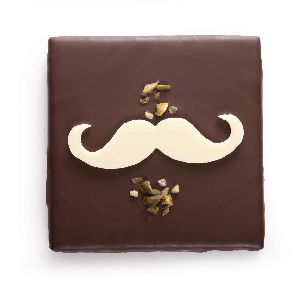 Mini chocolate mustache with pistachio praline and milk chocolate kadaïf