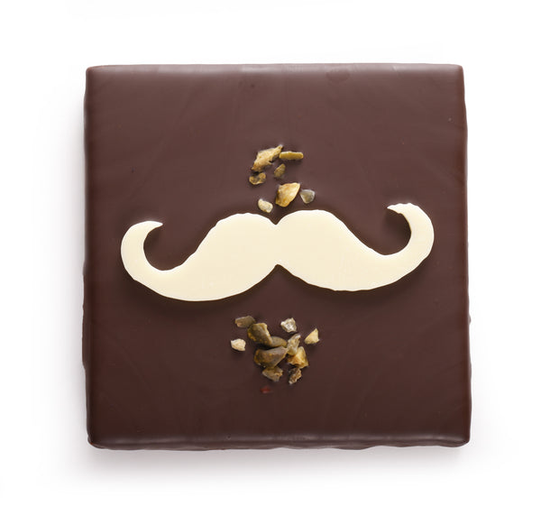Mini chocolate mustache with pistachio praline and milk chocolate kadaïf