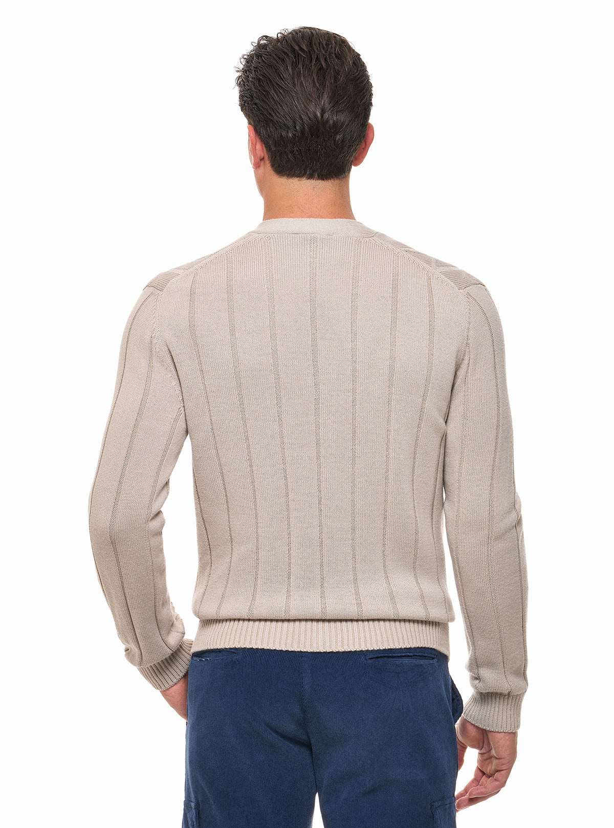 RIBBED CARDIGAN WITH ZIG ZAG