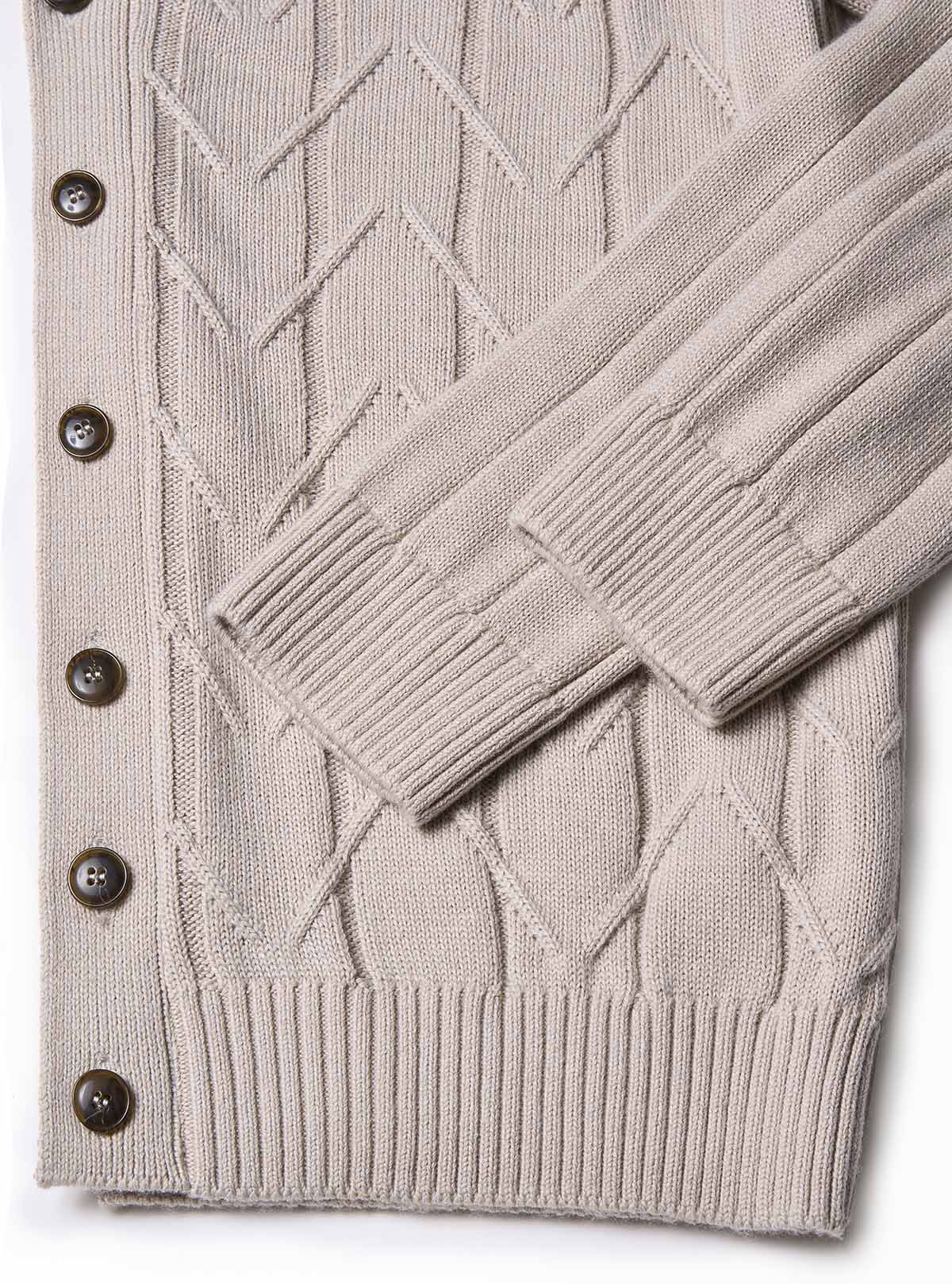 RIBBED CARDIGAN WITH ZIG ZAG