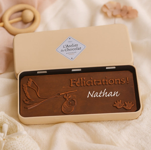 Customizable Milk Chocolate Birth Plaque