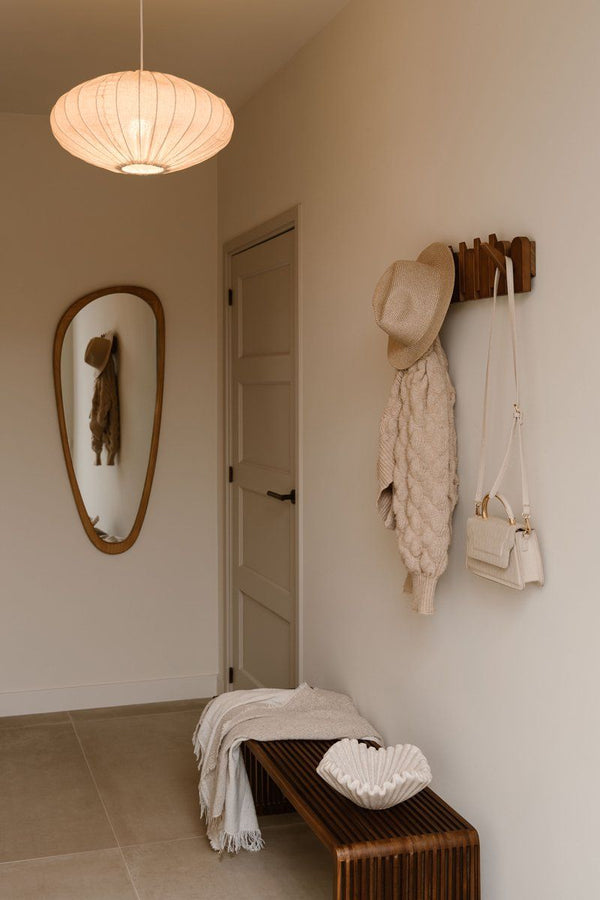 Indore Home - Wall Coat Rack Flip - Arch - Wood - Foldable = 6 Hooks