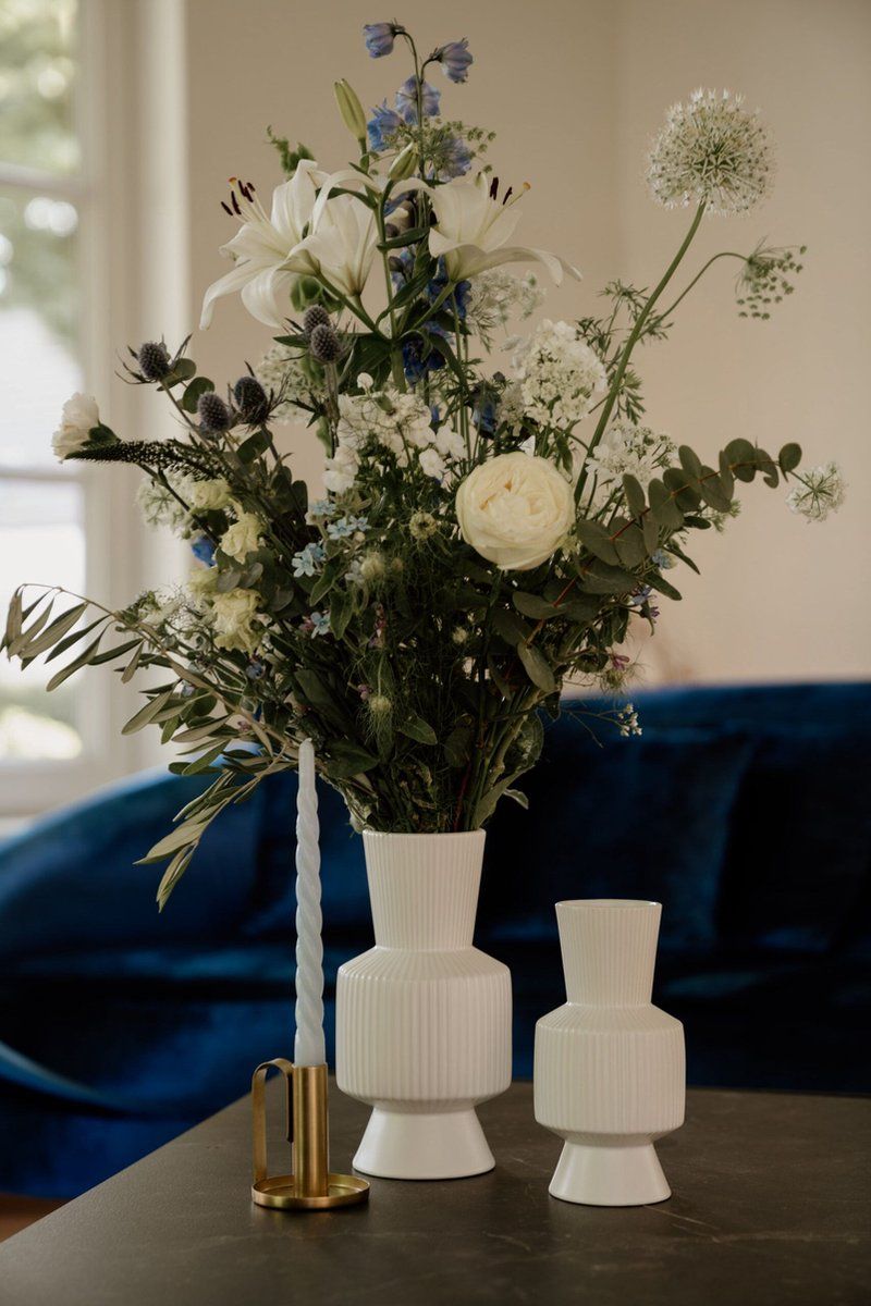 Boho Vase - White - Ceramic - Round - 21cm