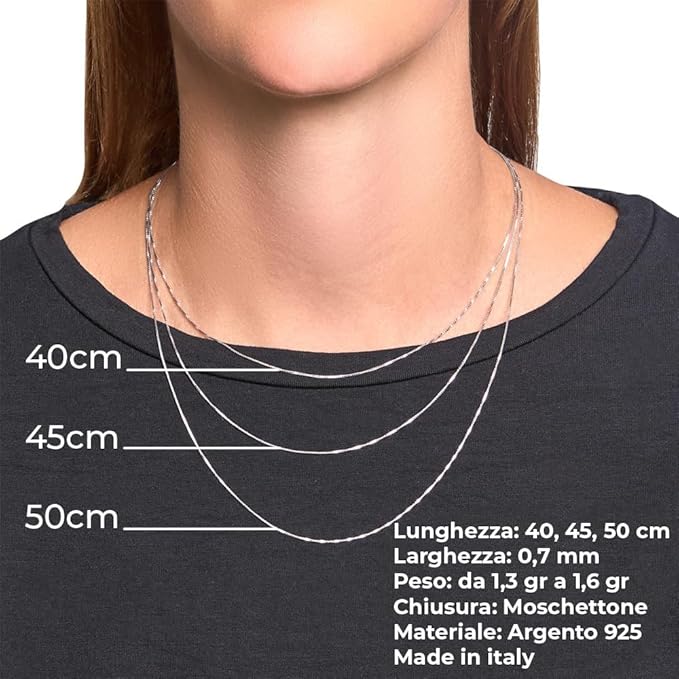 VENETIAN link chain in rhodium-plated silver
