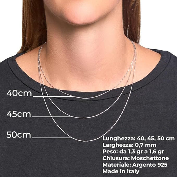 VENETIAN link chain in rhodium-plated silver