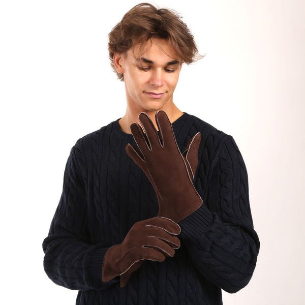 Men's Gloves with Genuine Lambskin from Suede
