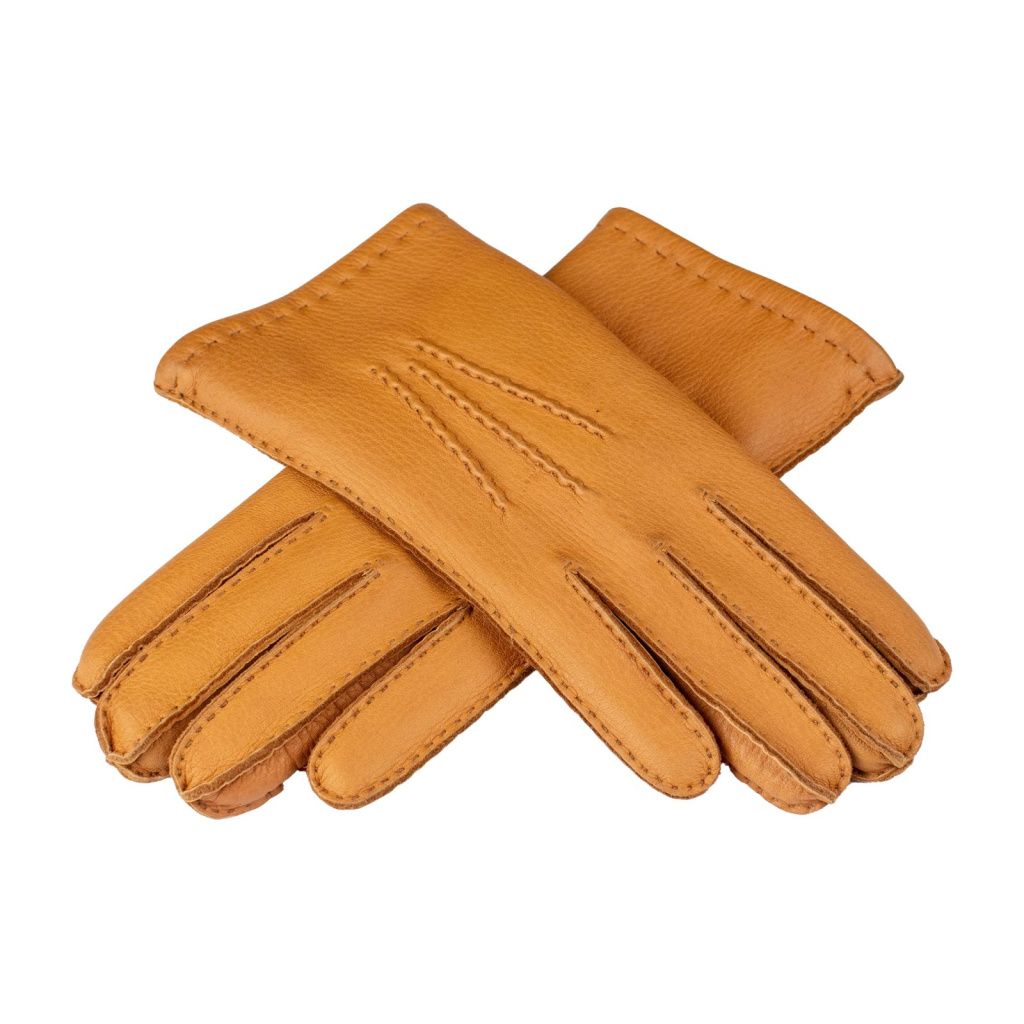 Handmade women's deer leather gloves with cashmere