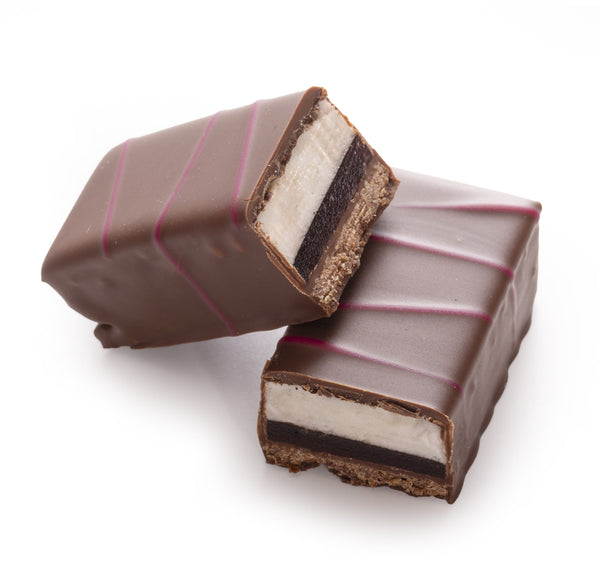 THREE-LAYER BISCUIT VANILLA MARSHMALLOW RASPBERRY FRUIT PASTE DARK CHOCOLATE