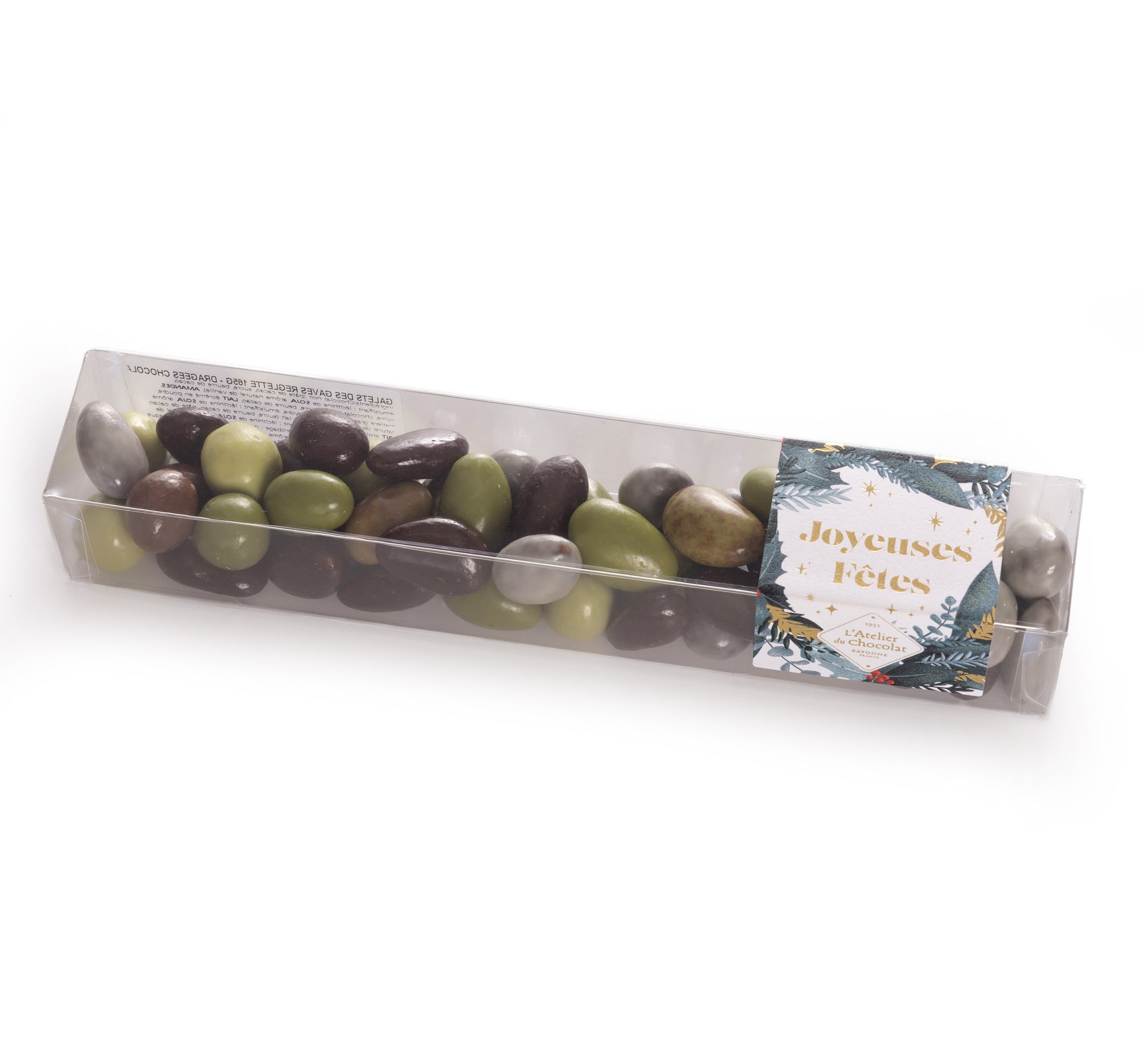 Sparkling Gaves Pebbles with Almonds · Chocolates Happy Holidays
