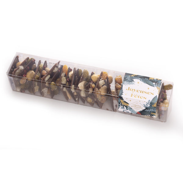 MINI-MENDIANTS CHOCOLATE FRUIT BAR HAPPY HOLIDAYS