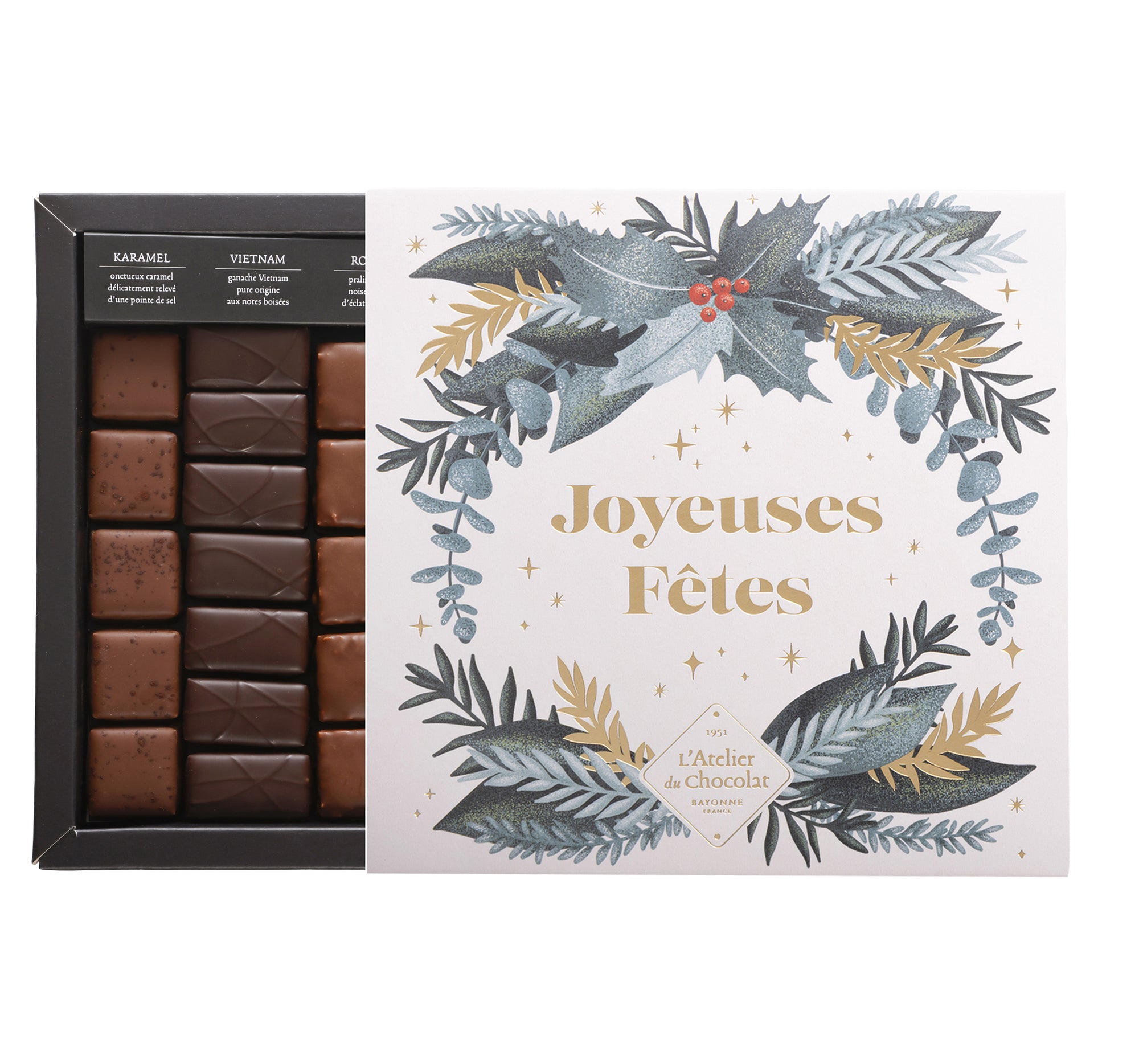 DARK AND MILK CHOCOLATE BOX HAPPY HOLIDAYS