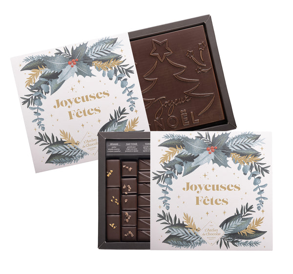 ILBARRITZ EXTRA DONKER CHOCOLADE DOOS EN DE GELUKKIGE ZWARTE KERSTVIERKANT