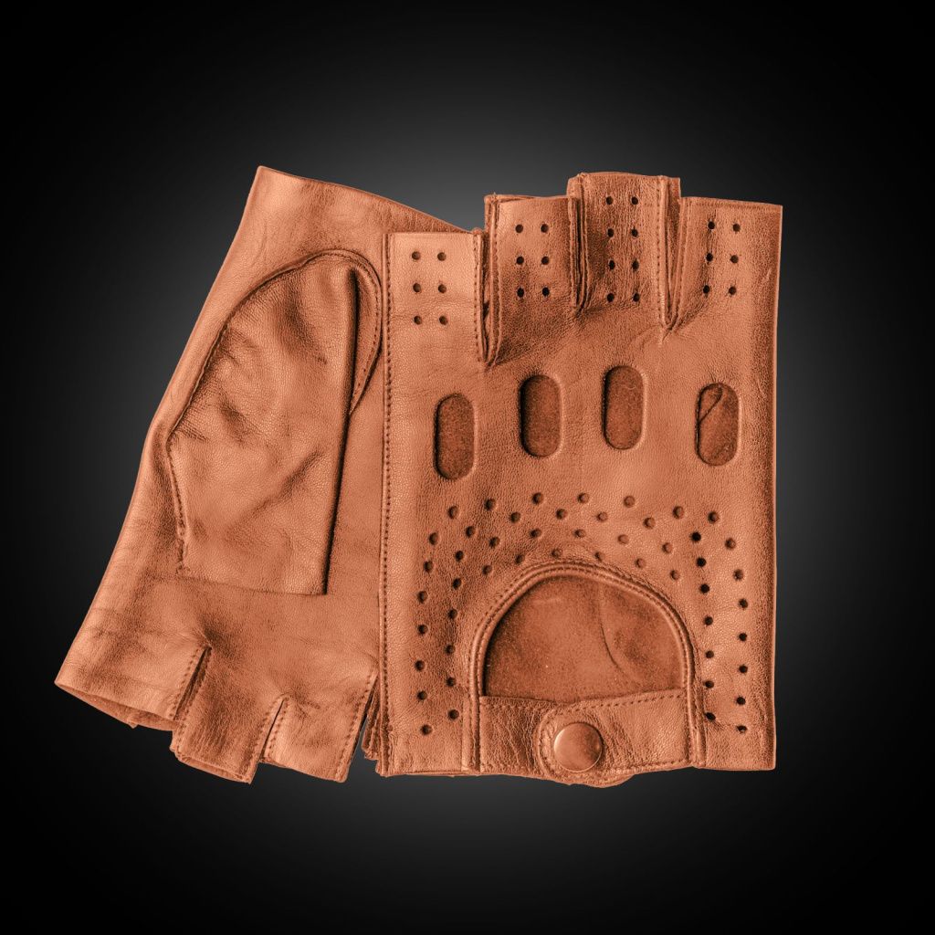 Fingerless Men's Leather Driving Gloves Made of Lambskin