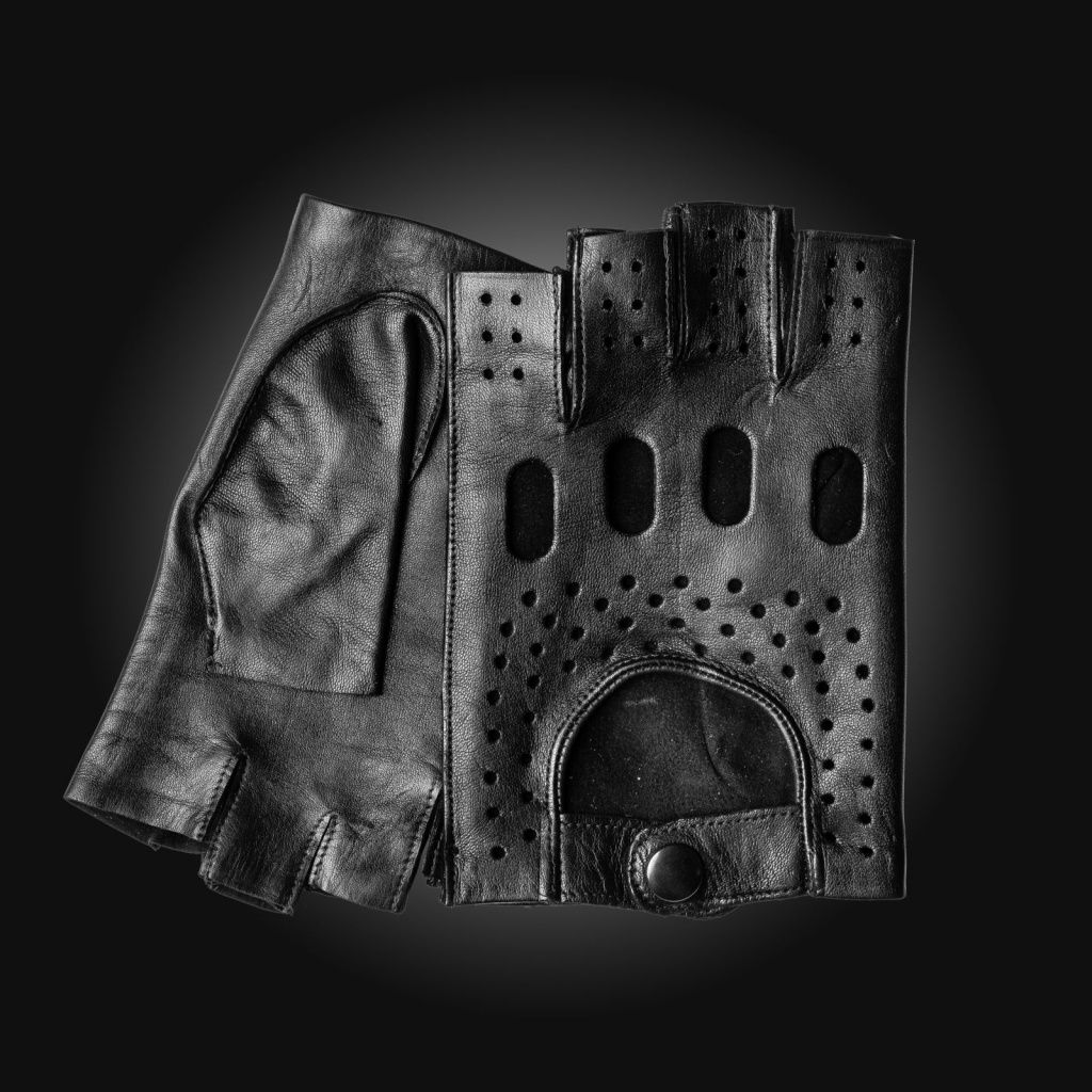 Fingerless Men's Leather Driving Gloves Made of Lambskin