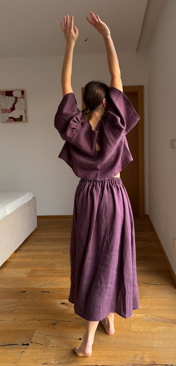 Set Ambika Aubergine linen Velikost: M