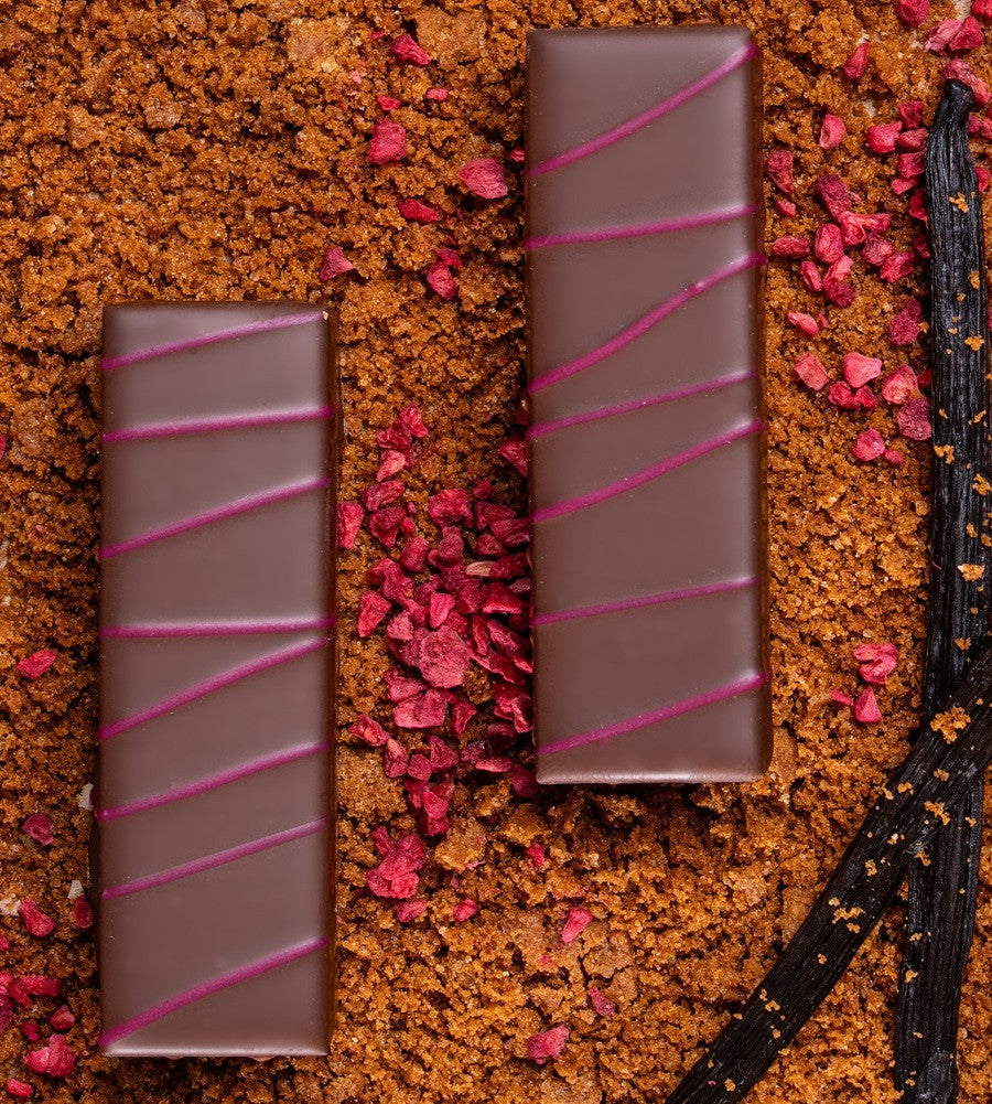 BÛCHE DE NOËL GUIMAUVE BISCUIT VANILLE PÂTE DE FRUIT FRAMBOISE CHOCOLAT NOIR