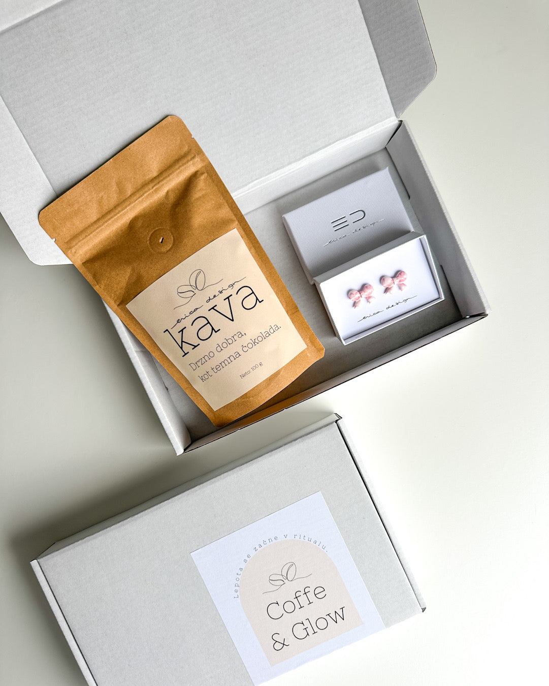 Coffee & Glow | Gift Package Coffee + Bow Earrings