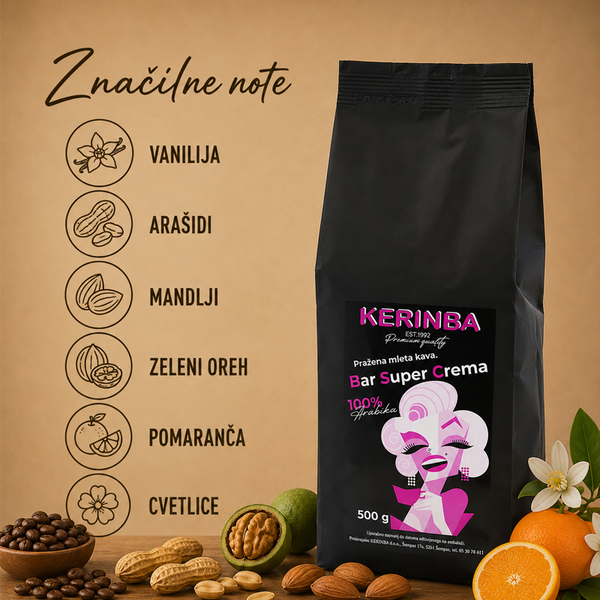 Kerinba Bar Super Crema 500 g – 100% Arabica Turkish Coffee