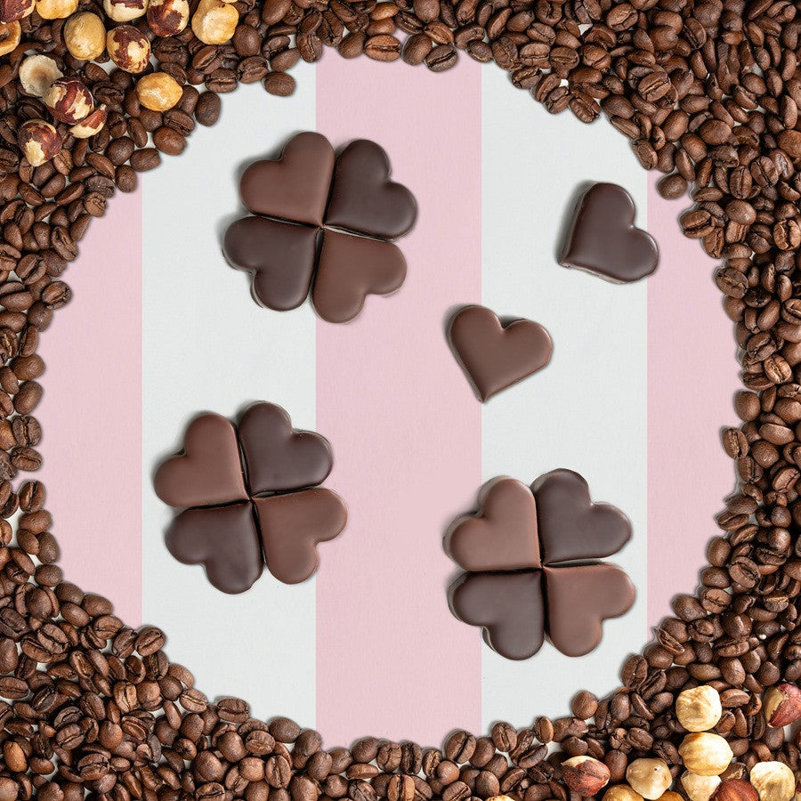 PRALINE HARTJES KOFFIE HAZELNOOT DONKER MELK – VALENTIJNSCHOCOLES