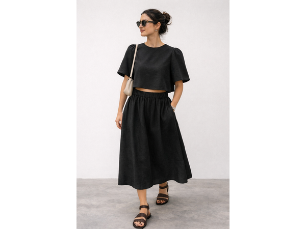 Ambika Linen Set Black Size: S