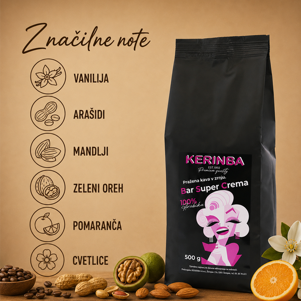 Kerinba Coffee Bar Super Crema 100% Arabica 500 g - Bean