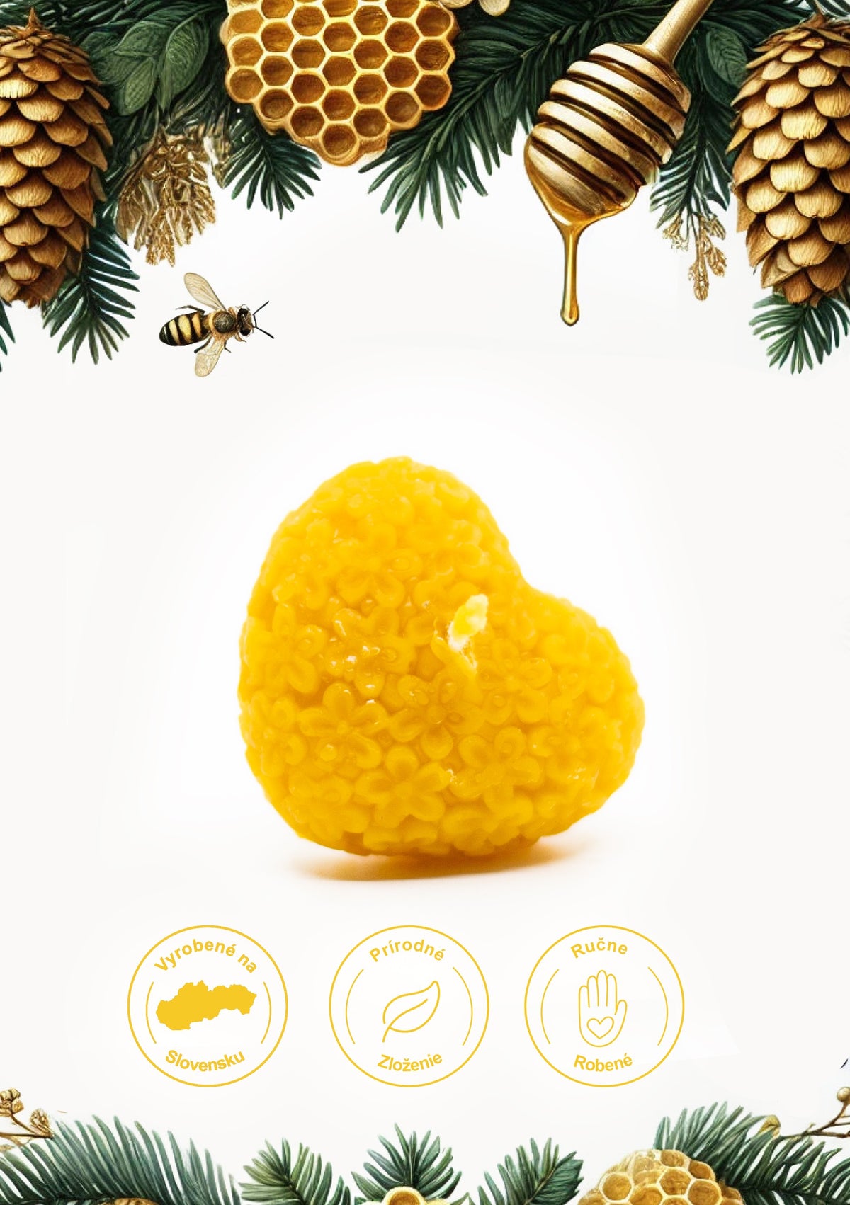 Heart-shaped candle made of organic beeswax - 6pcs